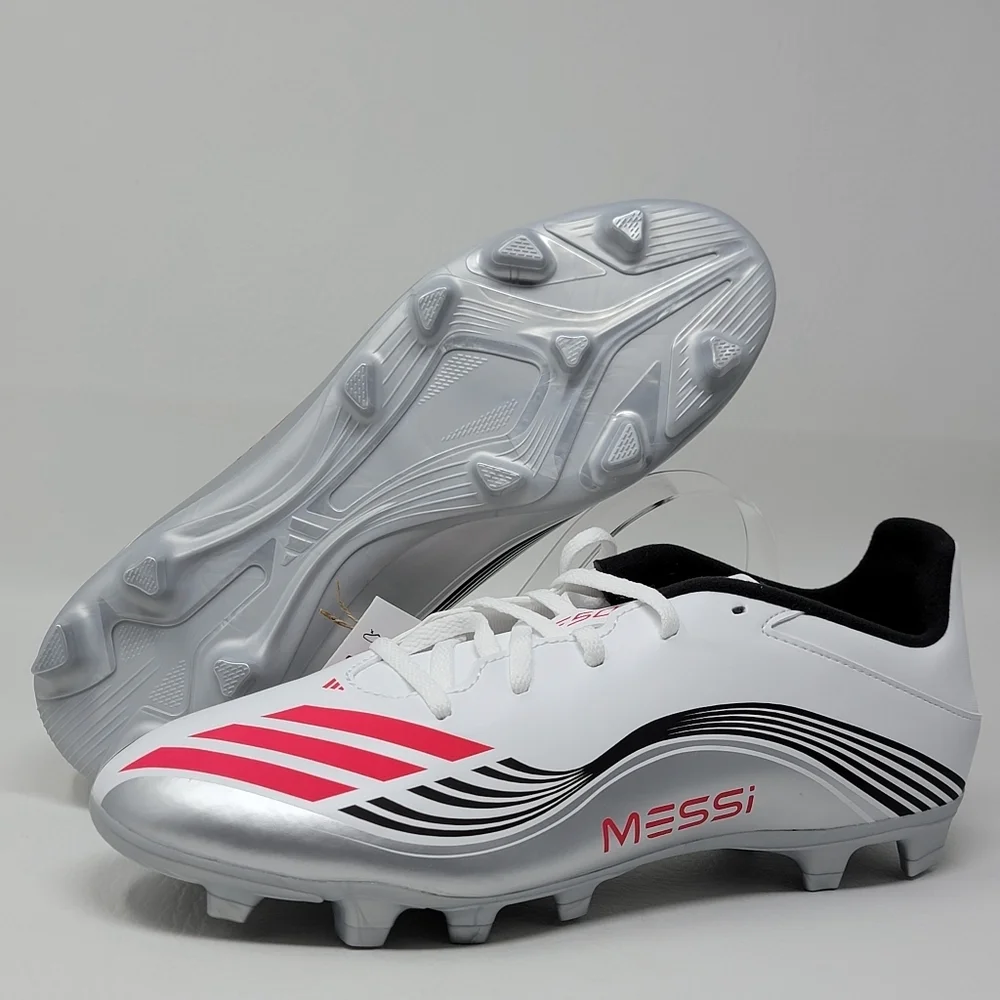 Adidas Men's F50 Messi Club FG/MG Soccer Cleats Size 10 White Silver JP7443 New